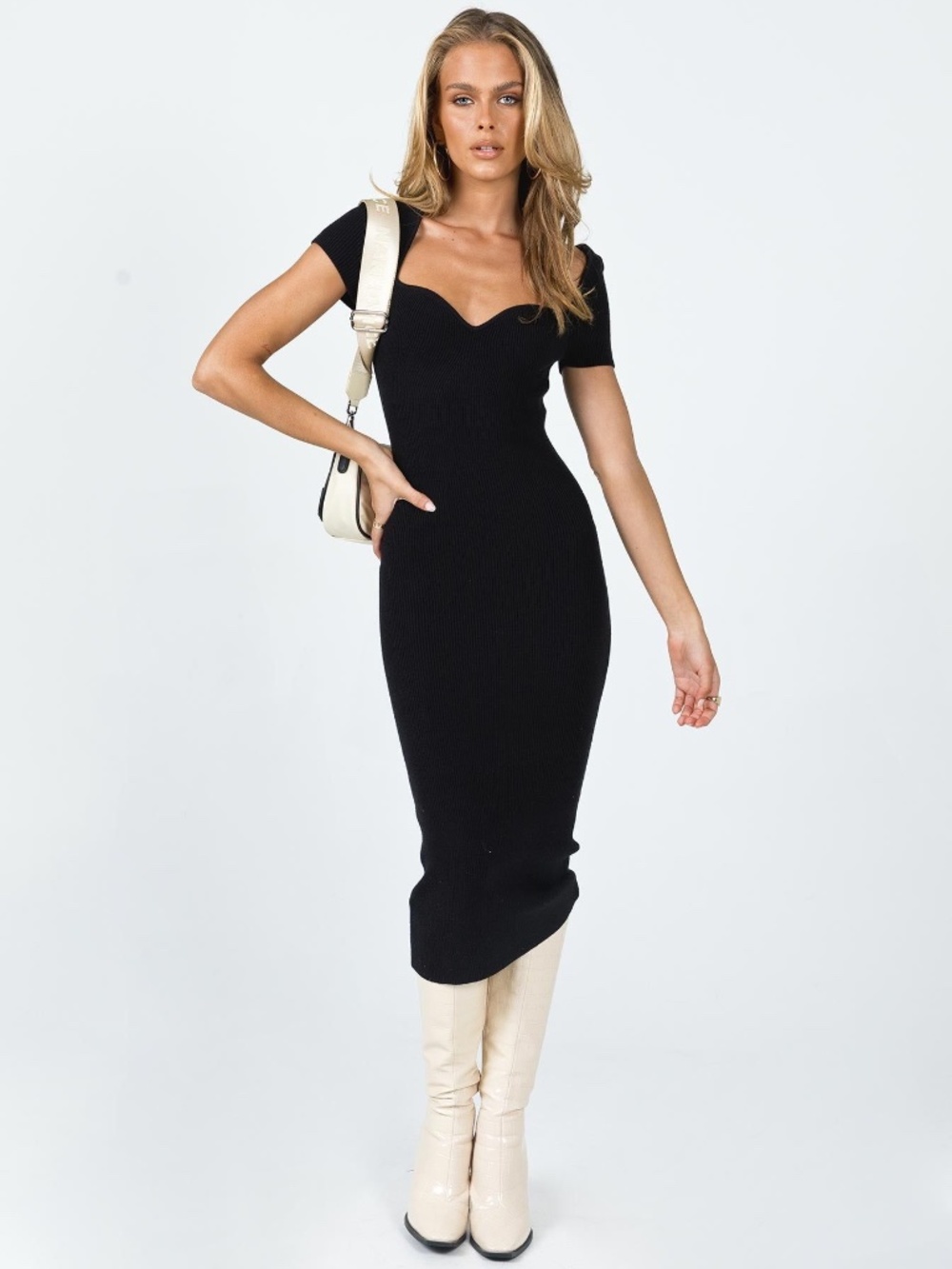 Princess Polly Black Ellisen Midi Dress